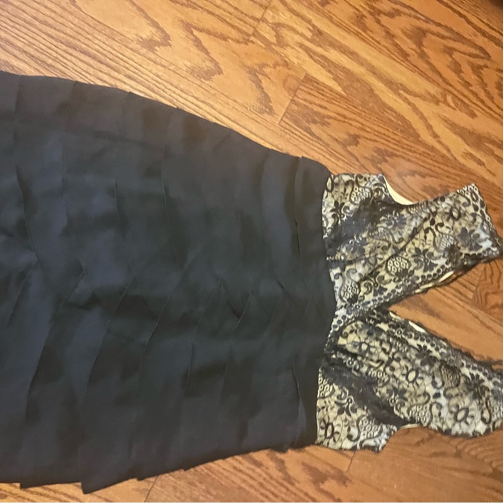Elegant Black and Gold Lace Dress